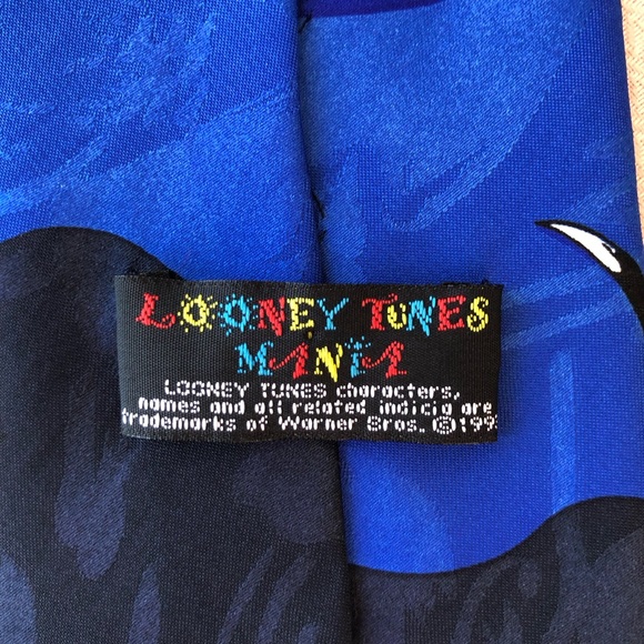 Vintage 1993 Looney Tunes Mania Underwater Mens Tie Necktie Bugs Taz Tweety Bird - Picture 9 of 10